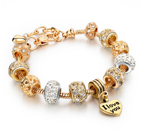 European Heart Charm Bracelet