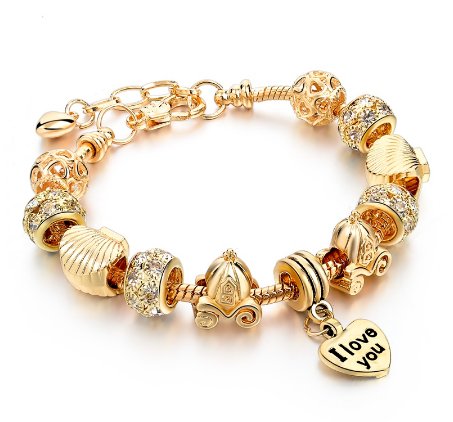 European Heart Charm Bracelet