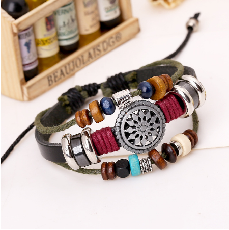 Sunflower Wooden Bead Bracelet